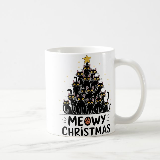 Taza De Café Meowy Navidades Gatos Árboles Niños Chicas Meowy (Derecha)