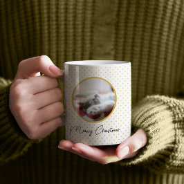 Taza De Café Meowy Navidades y foto del patrón de polkadots