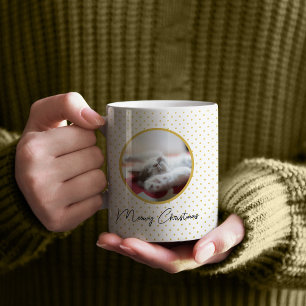 Taza De Café Meowy Navidades y foto del patrón de polkadots