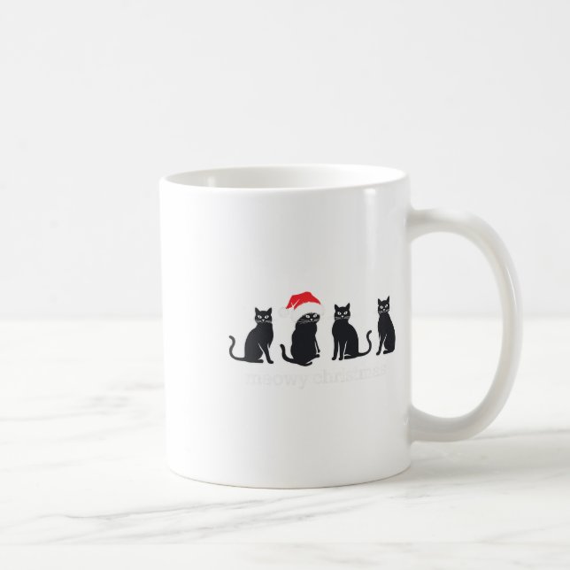 Taza De Café Meowys Navidades Gato negro Sombrero Presente Anim (Derecha)