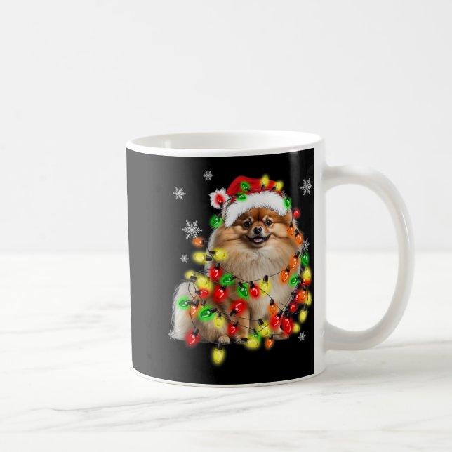 Taza De Café Meranian Wrapped In Christmas Lights  (Derecha)