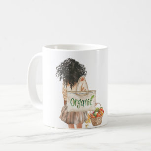 Taza De Café Mercado de agricultores de chica negra orgánico
