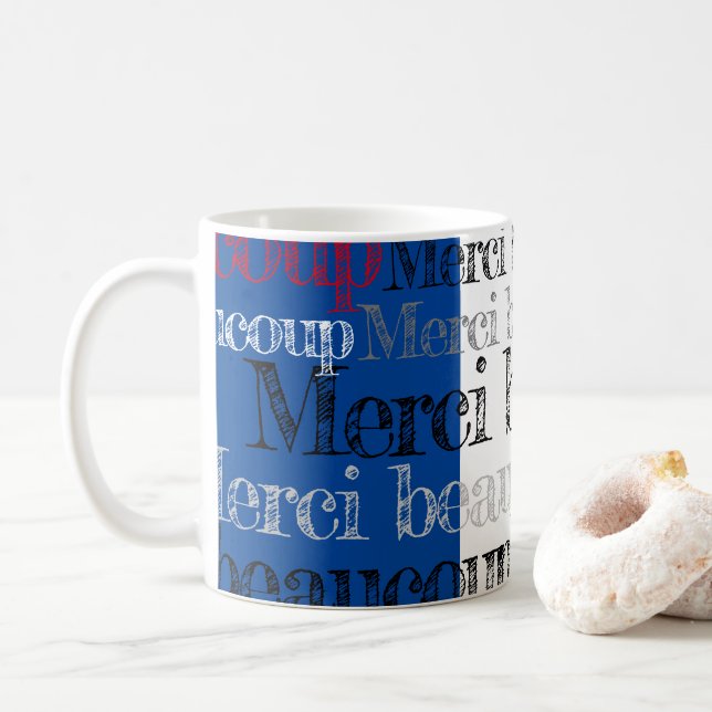 Taza De Café Merci beaucoup/le agradece tanto francés (Con donut)