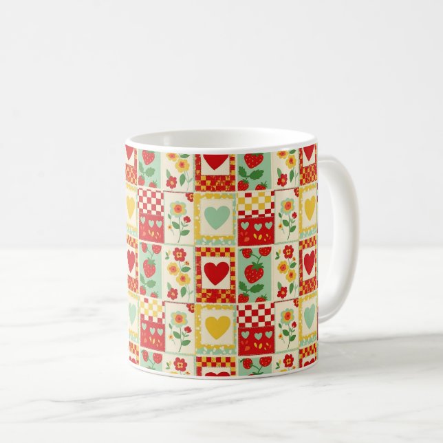 Taza De Café Merendar con parches de fresa (Anverso derecho)