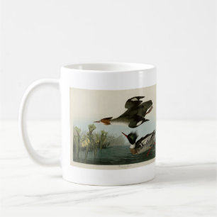 Taza De Café Merganser de pecho rojo, los pájaros de América de