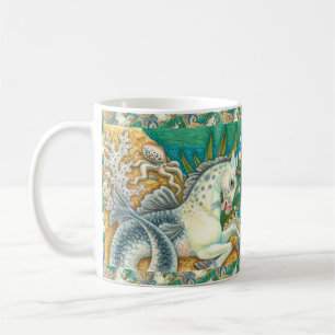 TAZA DE CAFÉ MERHORSE Y OCTOPUS BLANCO, CABALLO UNICORN FANTASY