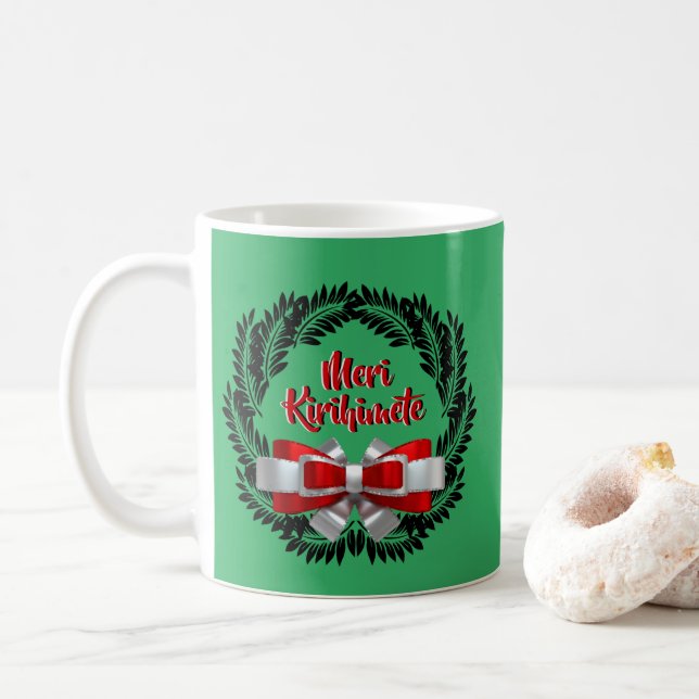 Taza De Café Meri Kirihimete Maori por Feliz Navidad (Con donut)