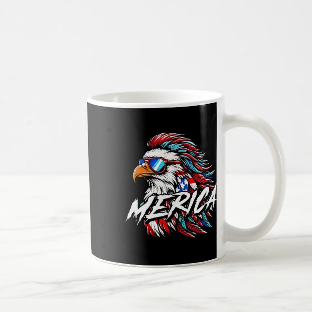 Taza De Café Merica Mullet Eagle Gracioso 4 De Julio (Derecha)