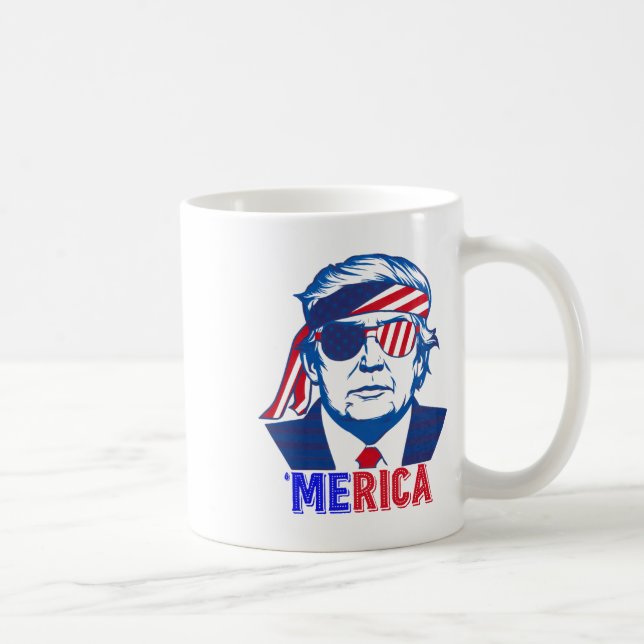 Taza De Café Merica Trump Feliz 4 De Julio Bandera Norteamerica (Derecha)