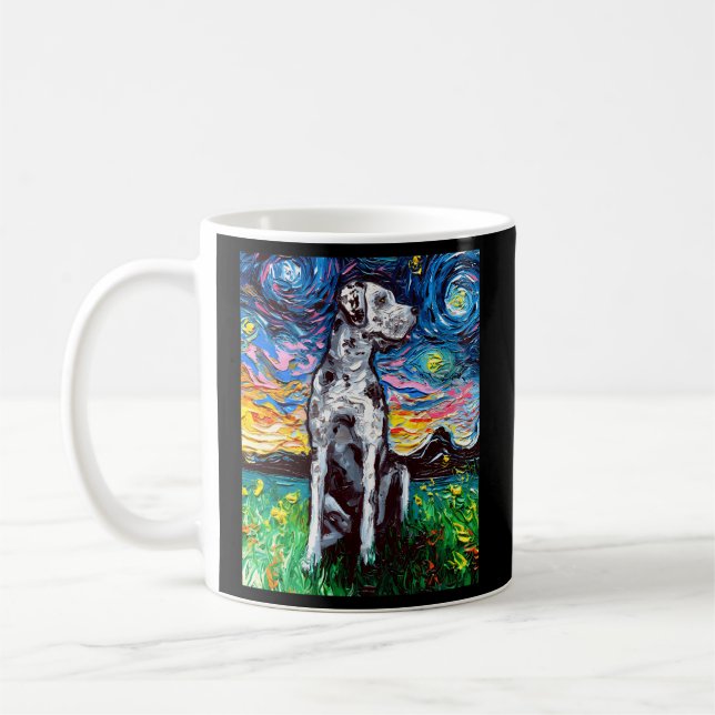 Taza De Café Merle Great Dane Starry Night Impressionist Dog By (Izquierda)