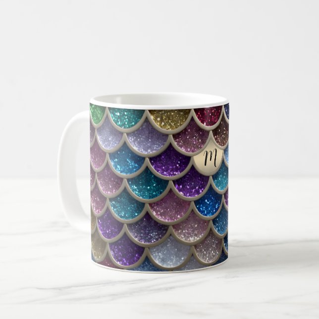 Taza De Café Mermaid Glam Purpurina Scales (Anverso izquierdo)