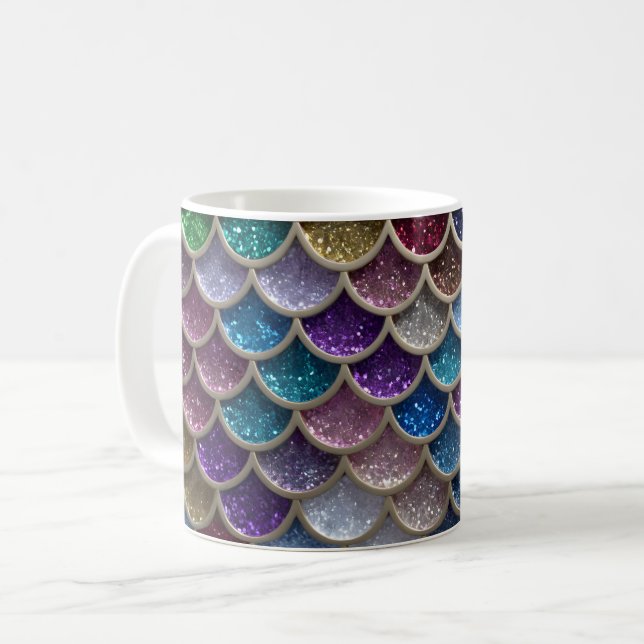 Taza De Café Mermaid Glam Purpurina Scales (Anverso izquierdo)