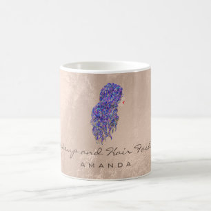 Taza De Café Mermaid Hairdresser Makeup Artista Ivory Purple