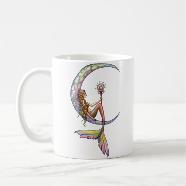 Taza De Café Mermaid Moon Fantasy Art (Izquierda)