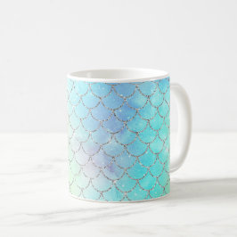 Taza De Café Mermaid Scales Ocean Faux Purpurina
