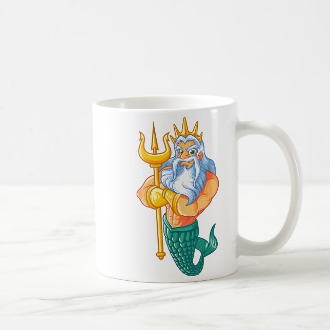 Taza De Café Mermaid Security Shirt _ Funny Merman Swimming Gif (Derecha)