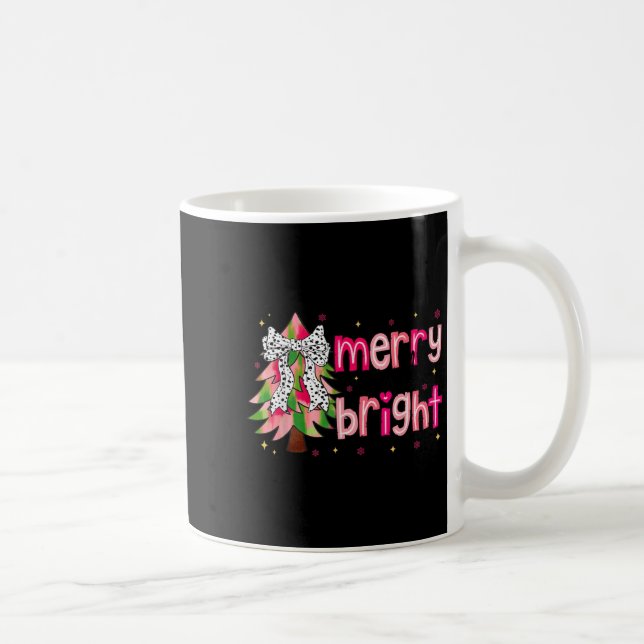 Taza De Café Merry And Bright Christmas Tree Nk Coquette Bow Wo (Derecha)