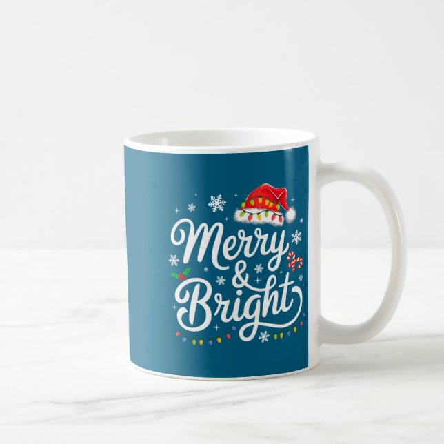 Taza De Café Merry And Bright Red Santa Hat Xmas Lights Holiday (Derecha)