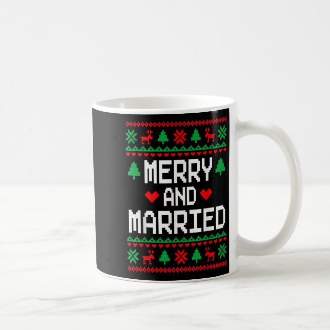Taza De Café Merry And Married Couples Matching Ugly Christmas  (Derecha)