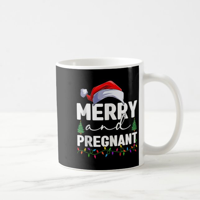Taza De Café Merry And Pregnant Christmas Pregnancy Announcemen (Derecha)