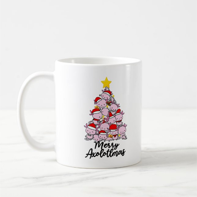 Taza De Café Merry Axolotlmas Axolotl Árbol de Navidad Merry Ch (Izquierda)