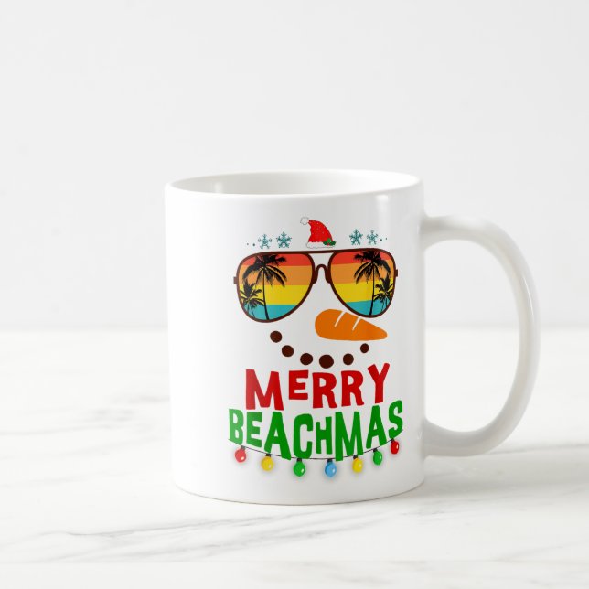 Taza De Café Merry Beachmas Trocal Christmas Hawaii Snowman Bea (Derecha)