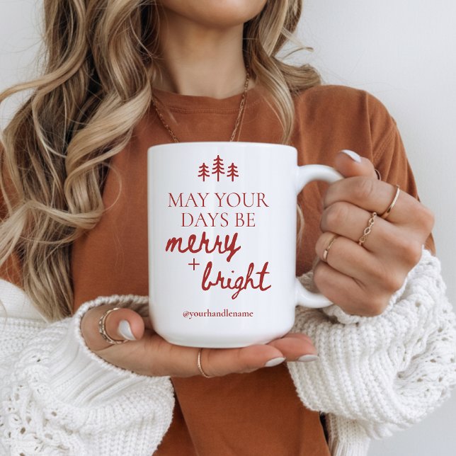 Taza De Café Merry & Bright Custom Christmas Mug for Her or Him (personalized christmas mug, merry and bright mug, custom name holiday mug, family christmas mug,)