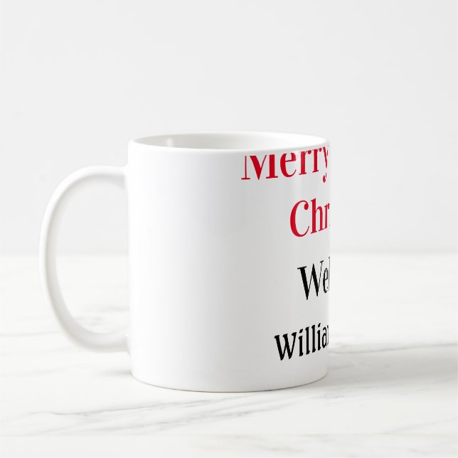 Taza De Café Merry Bright Navidades agregan nombre de familia a (Izquierda)