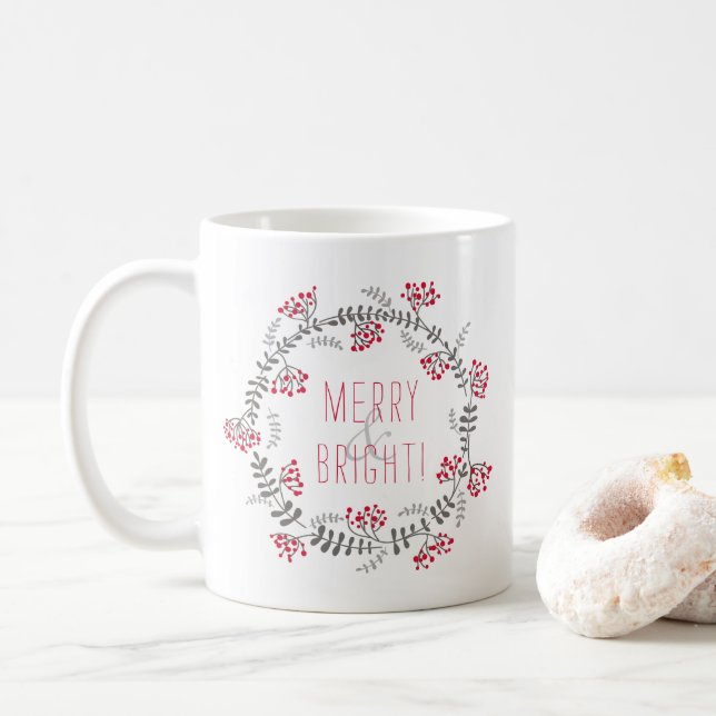 Taza De Café Merry & Bright Wreath (Con donut)