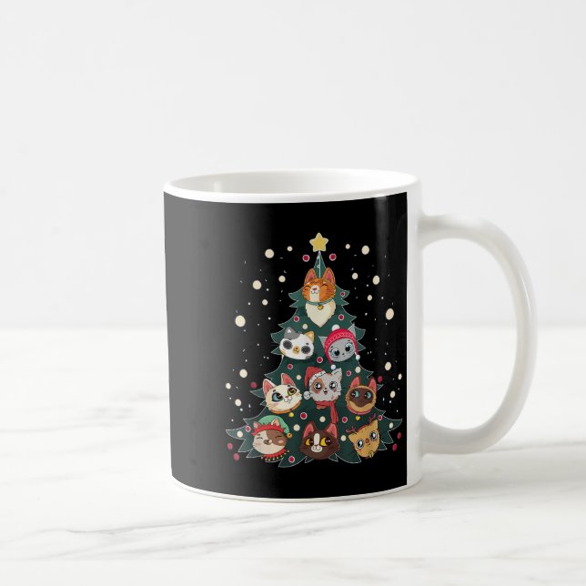 Taza De Café Merry Catmas Funny Christmas Tree, Cats Xmas Meow  (Derecha)