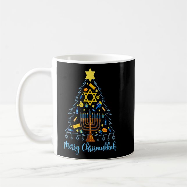 Taza De Café Merry Chrismukkah Árbol de Navidad Judío Hanu Feli (Izquierda)