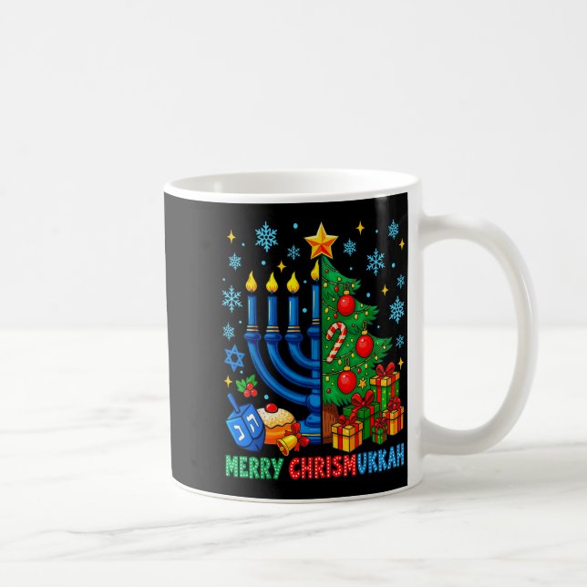 Taza De Café Merry Chrismukkah Happy Christmas Hanukkah Pajama  (Derecha)