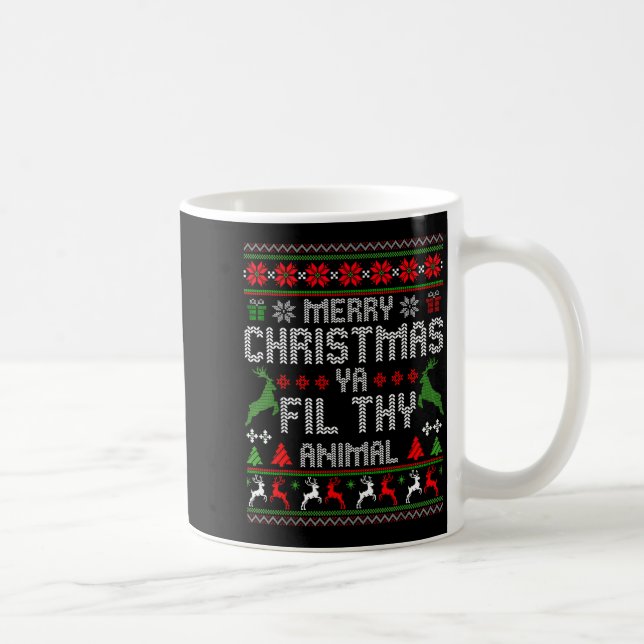 Taza De Café Merry Christmas Animal Filthy Ya Xmas Pajama Chris (Derecha)