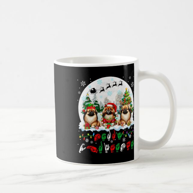 Taza De Café Merry Christmas Asl Lenguaje de Rótulo Tres Santa  (Derecha)