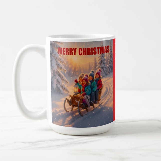 TAZA DE CAFÉ MERRY CHRISTMAS BIG SNOWMAN WINTER SCENE (Izquierda)