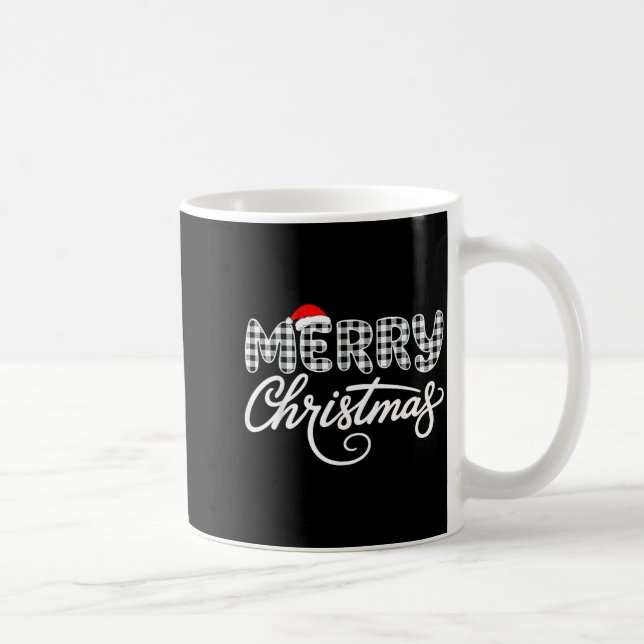 Taza De Café Merry Christmas Buffalo Black And White  (Derecha)