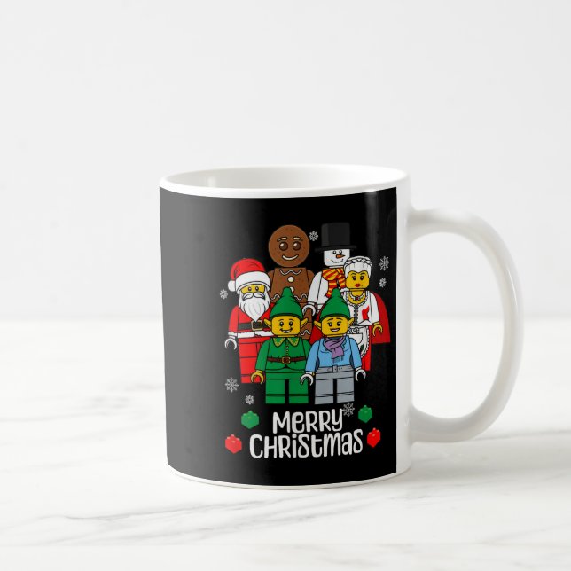 Taza De Café Merry Christmas Building Bricks Santa Elf Snowman  (Derecha)