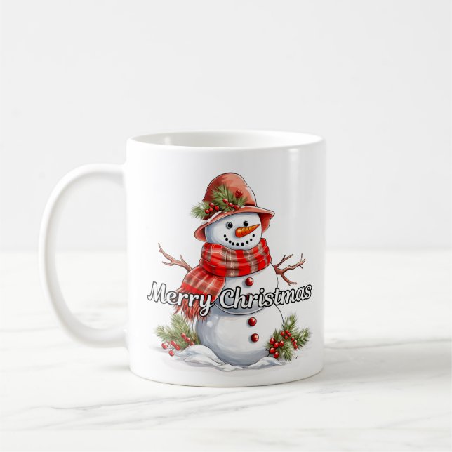 Taza De Café Merry Christmas Bundled-up Little Snowman (Izquierda)