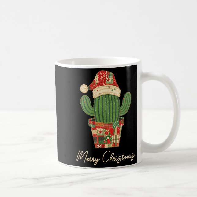 Taza De Café Merry Christmas Cactus Patchwork Quilt  (Derecha)
