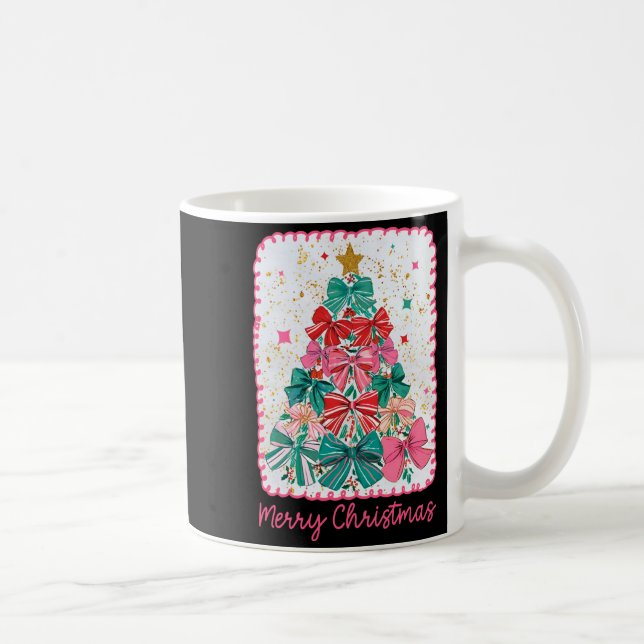 Taza De Café Merry Christmas Coquette Bow Xmas Tree Holiday Gir (Derecha)
