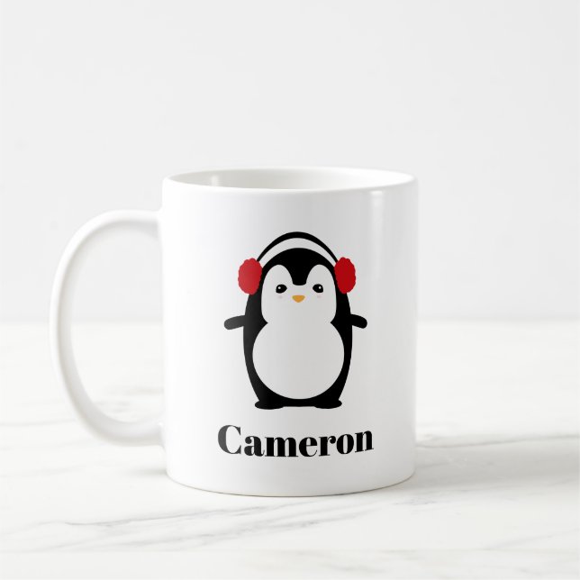 Taza De Café Merry Christmas Cute Penguin Mug personalizado (Izquierda)