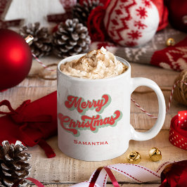 Taza De Café Merry Christmas Cute Retro Typography Personalizad