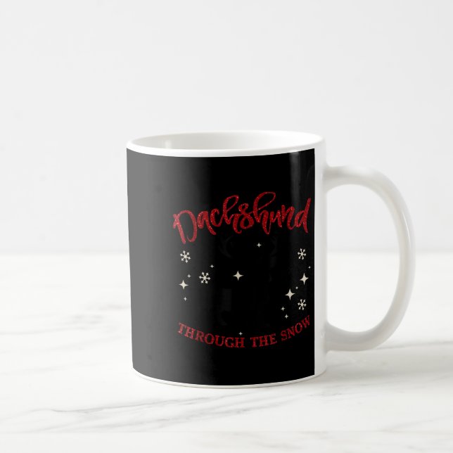 Taza De Café Merry Christmas Dachshund Dog Through The Snow  (Derecha)
