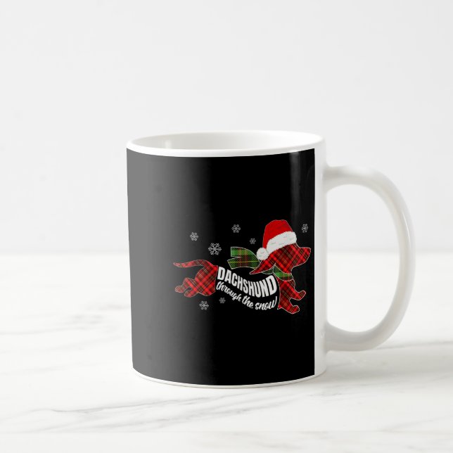 Taza De Café Merry Christmas Dachshund Dog Through The Snow Pla (Derecha)