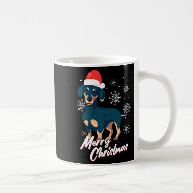 Taza De Café Merry Christmas Dachshund Santa Claus Xmas New Yea (Derecha)
