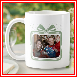 Taza De Café  Merry Christmas Elegant Bow Present Photo Collage