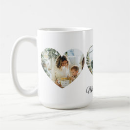 Taza De Café Merry Christmas Family Photo Collage Heart Mug