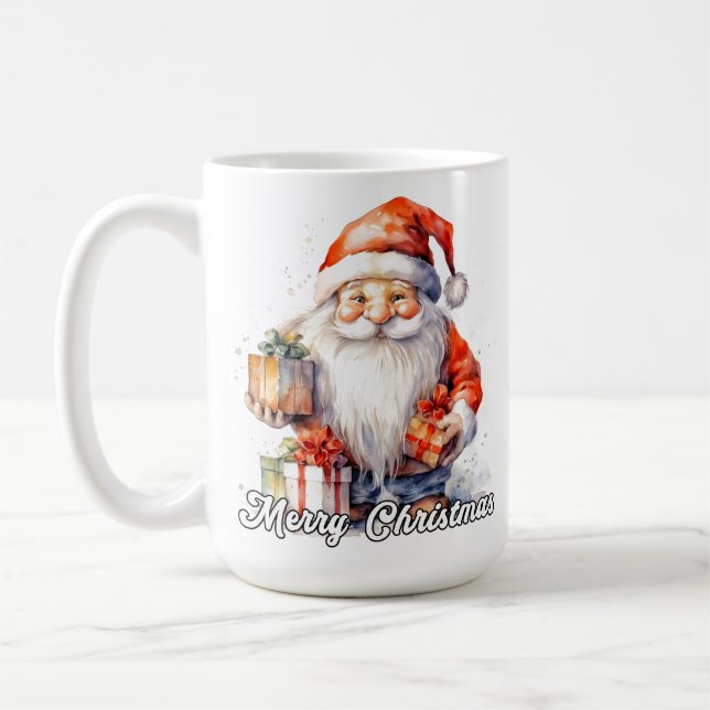 Taza De Café Merry Christmas Festive Little Santa Claus (Izquierda)