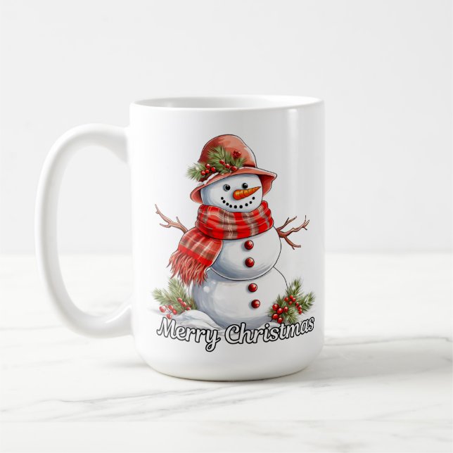 Taza De Café Merry Christmas Festive Little Snowman (Izquierda)