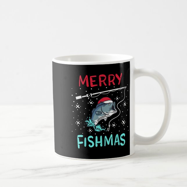 Taza De Café Merry Christmas Fishmas Funny Fishing Fish Gift Pr (Derecha)